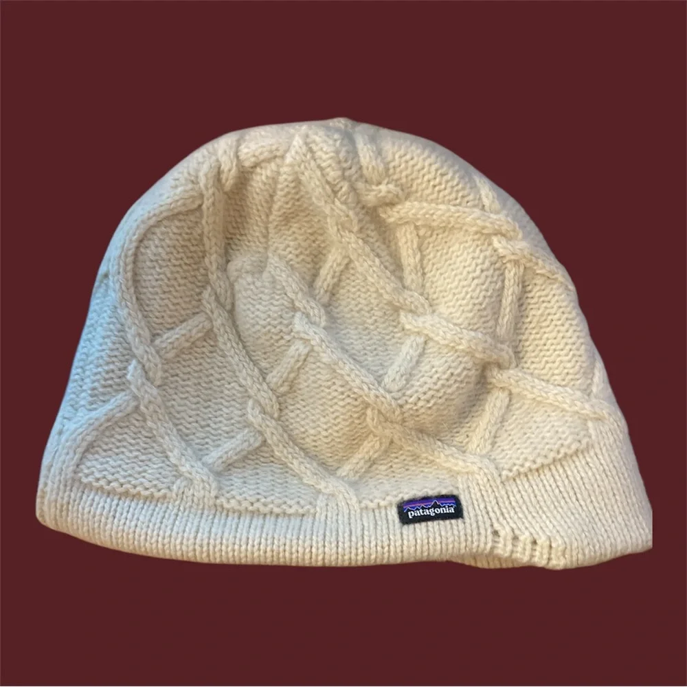 Patagonia Cream Wool Beanie Fleece Lined O/S EUC